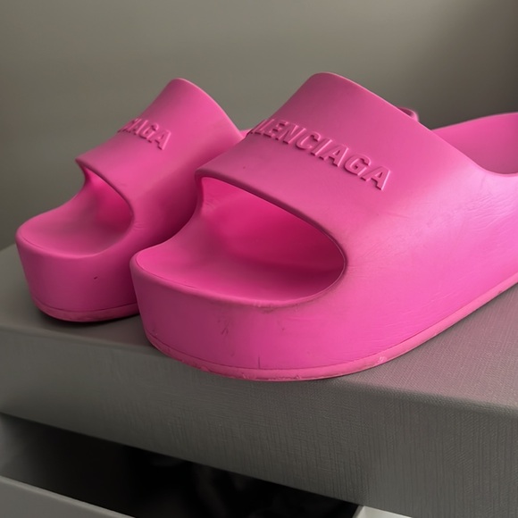Balenciaga Pink Chunky Slide Rubber Logo - Picture 4 of 6